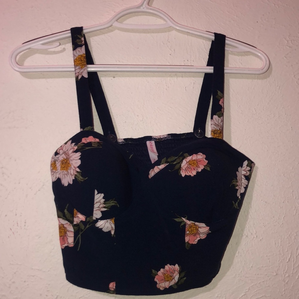 Blue floral crop top
